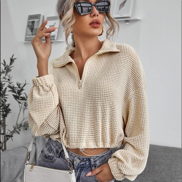 Zipper half placket sweatshirt Clearance